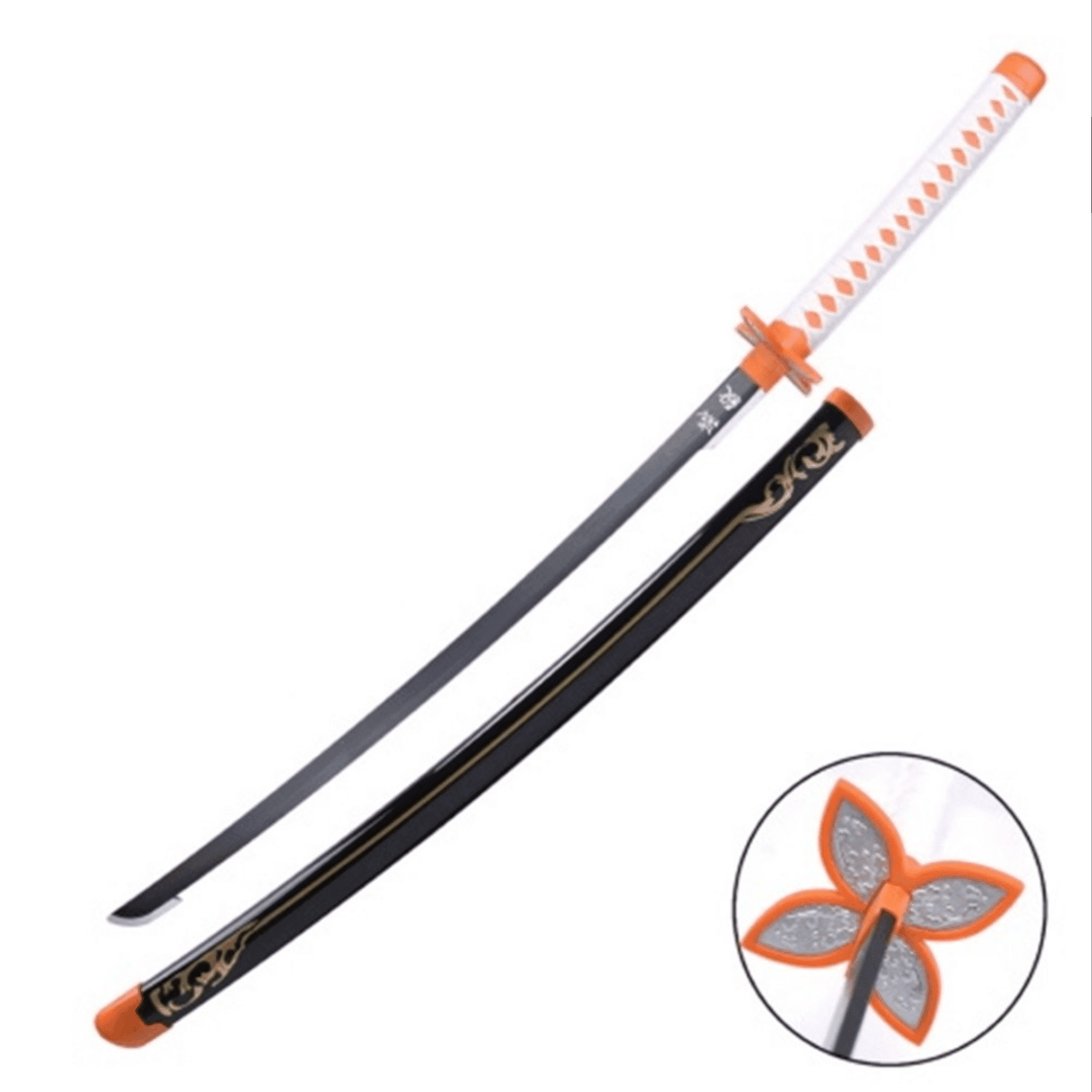 Ornamental Katana With Bamboo Blade And Black Scabbard - Demon Slayer