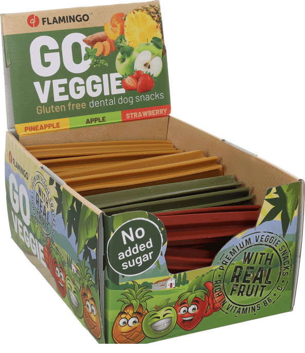 Flamingo Snack Veggie Staaf met aardbei of ananas of appel 18 CM per Stuk