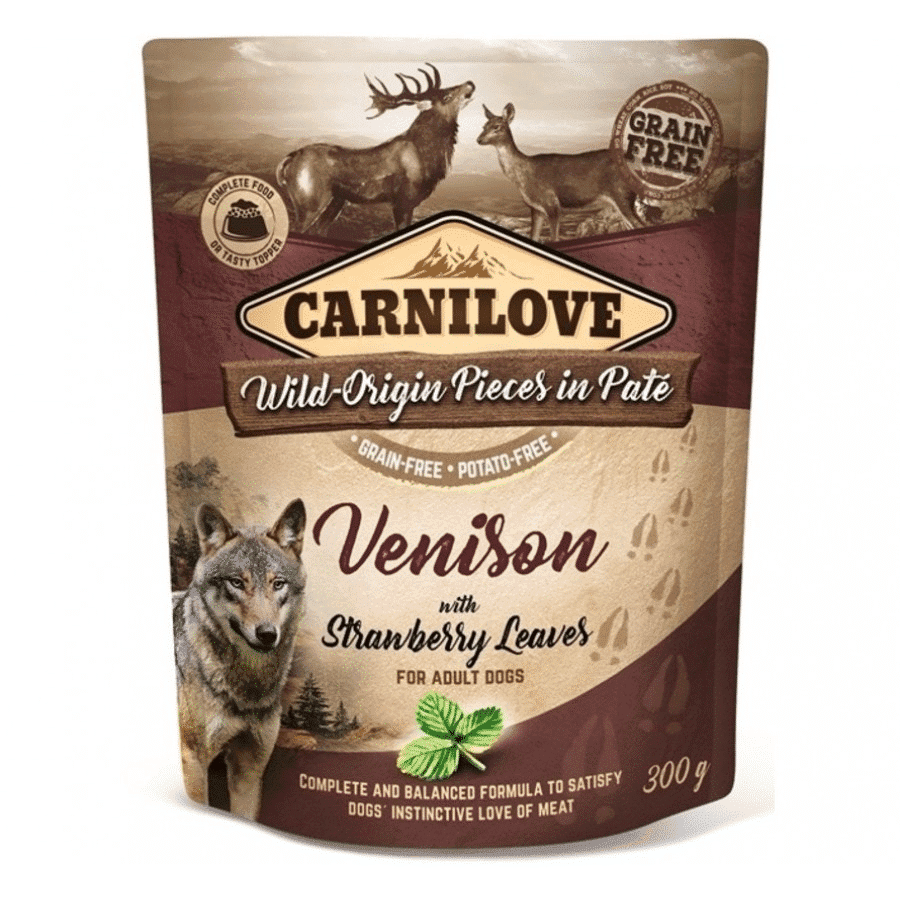 Carnilove Dog Pouch - 12x300g Hert/Aardbeienblad