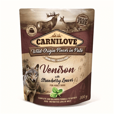 Carnilove Dog Pouch Hert/Aardbeienblad 300 Gram