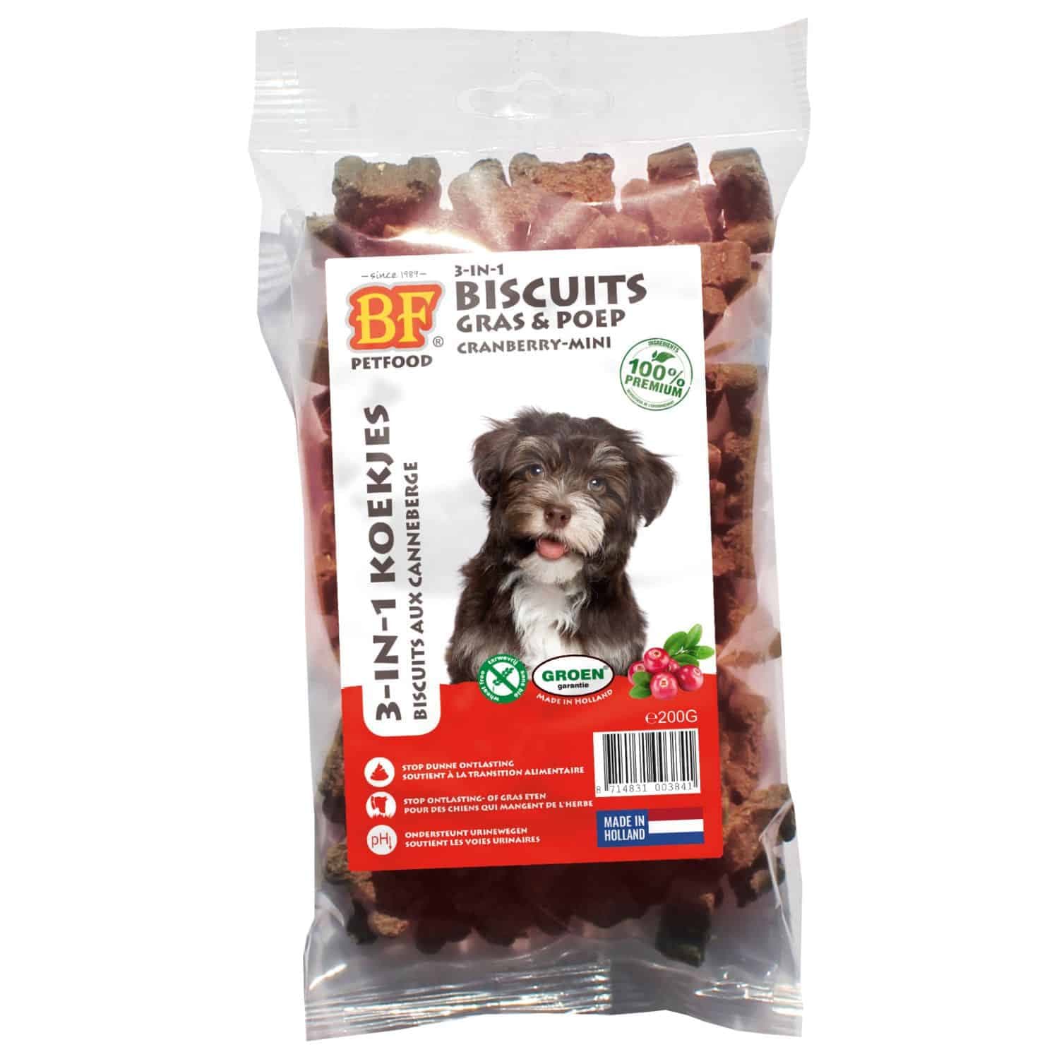 BF Petfood 3-in-1 Hondenkoekjes Cranberry Mini – 200g